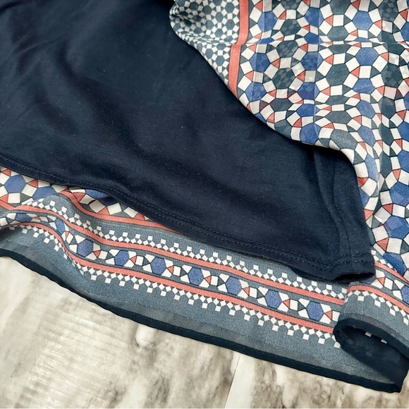 Max Studio Line Womens Sz L Navy Red Drop Waist Skirt Geometric Nautical Design - Picture 7 of 10